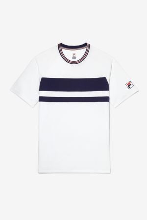 FILA Heritage Court Crew Shirts White,Mens Tennis | CA.YCKALQ584